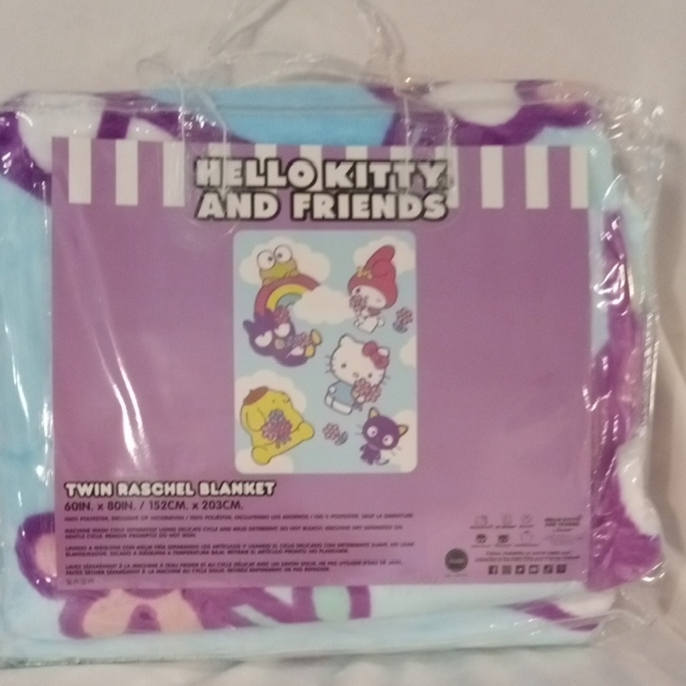 Hello Kitty and Friends Raschel Blanket - Purple and Blue